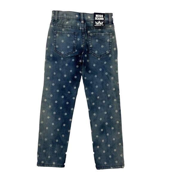 NWT Miss Jeans Girls Polka Dot Distressed Denim Jean 6 - Picture 4 of 4